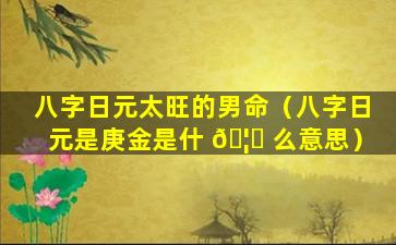 八字日元太旺的男命（八字日元是庚金是什 🦅 么意思）